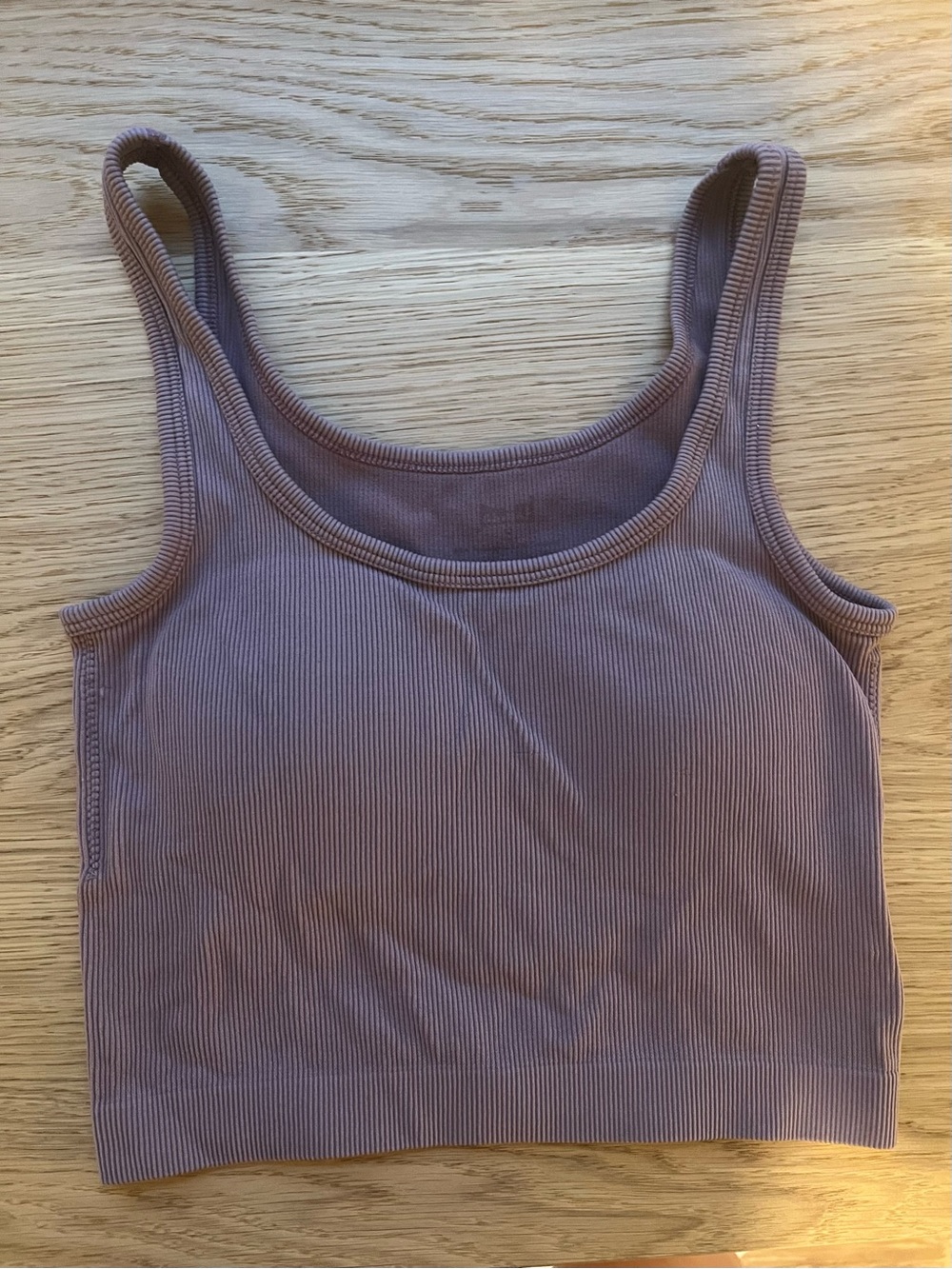 Ribbed Cropped Tank Top in Dusty Lavender